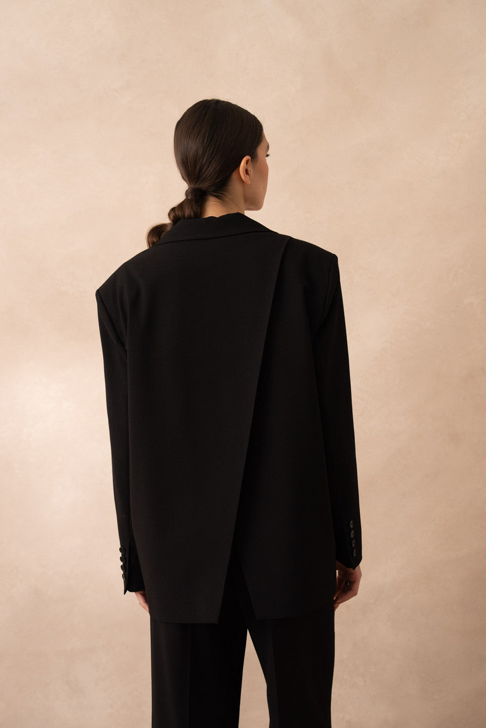 Crossover Back Oversized Blazer Black
