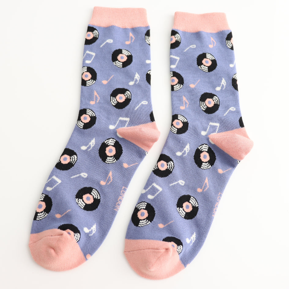 Vinyl Music Socks Denim
