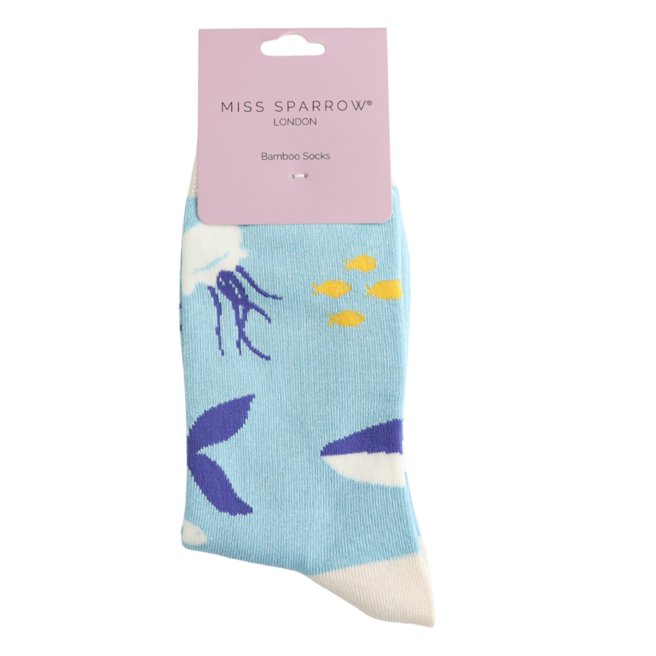 Underwater Bamboo Socks Powder Blue