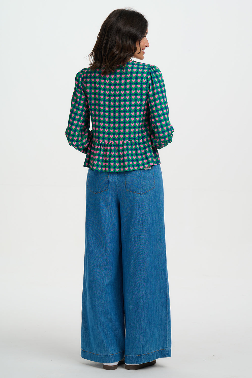 Olina Top - Navy, Heart Tile