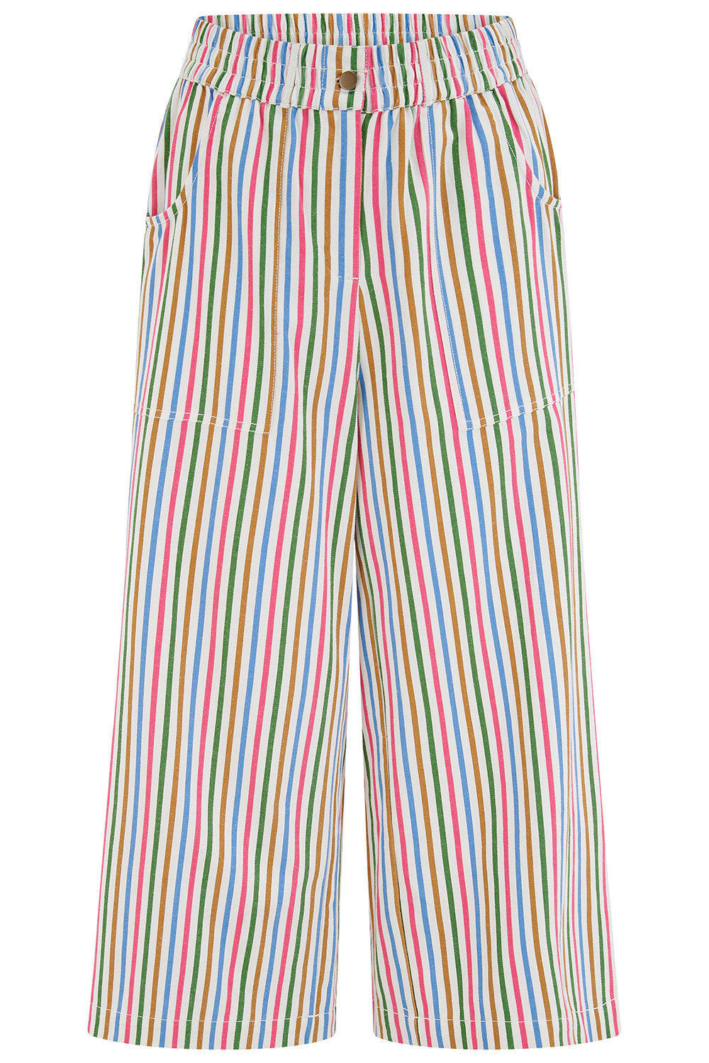Charlene Cropped Trousers - Multi, Colourful Canvas Stripe