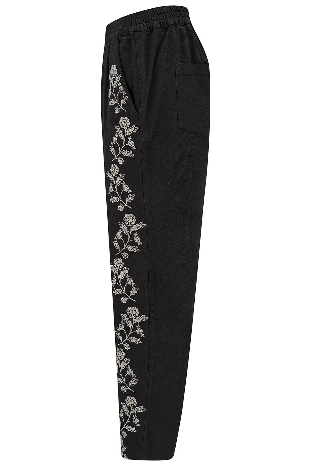 Calista Trousers - Black, Ecru Floral