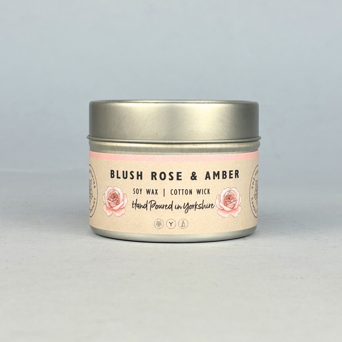 Blush Rose & Amber Small Tin | Scented Candle | Soy Wax