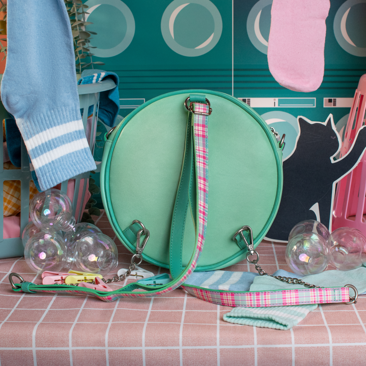 Bubble Cats Laundromat Round Washer Backpack