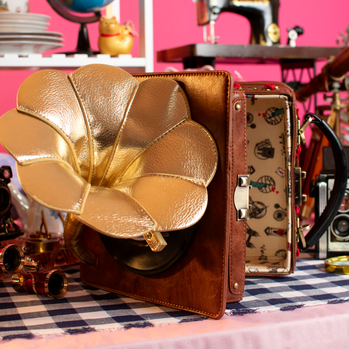 Vendula Vintage Rose Gramophone Case Bag