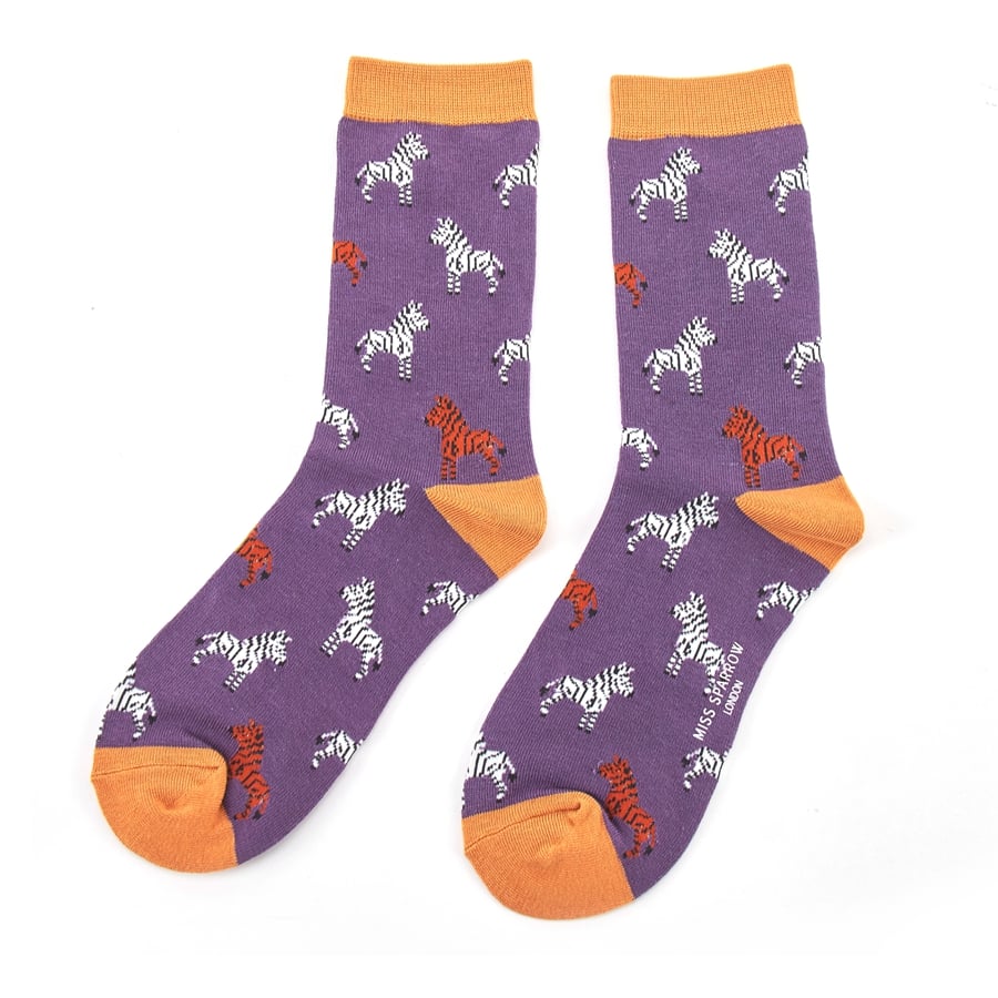 Zebras Socks Purple