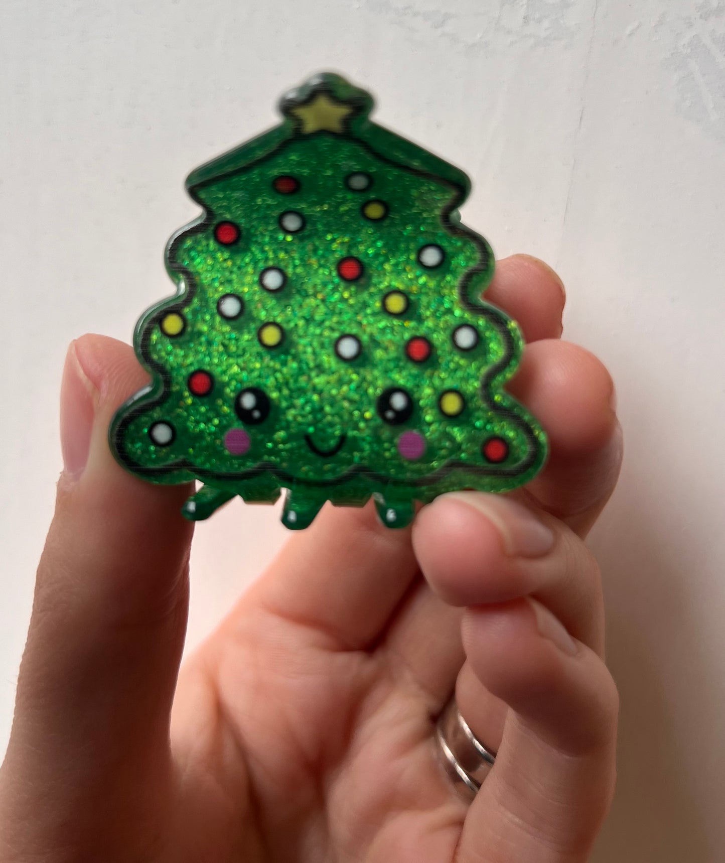 Glitter Tree Hair Clip