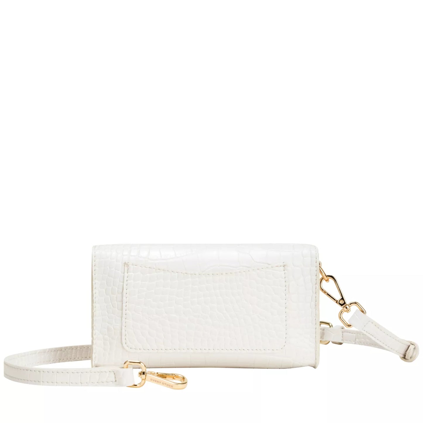 Croc Flap Over Shoulder/ Crossbody Bag - Off-White