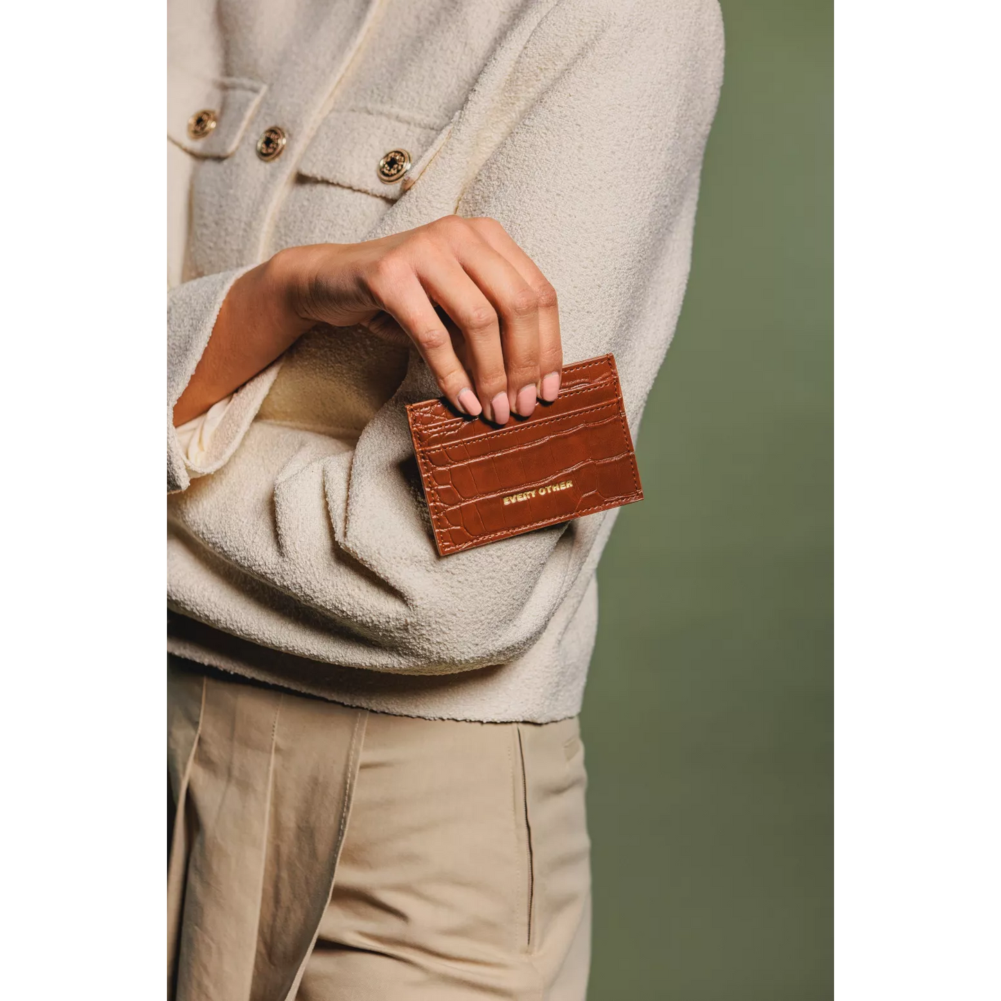 Croc Card Holder - Tan