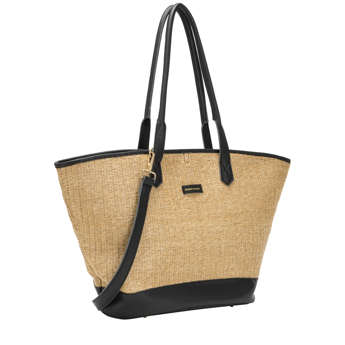 Large Straw Tote Bag - Black