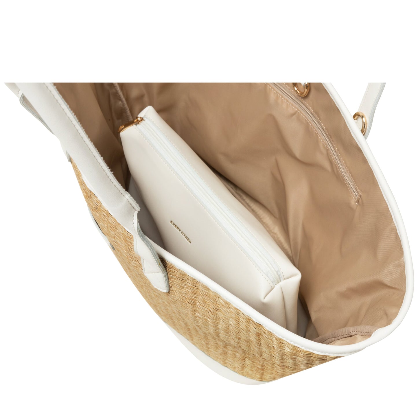 Large Straw Tote Bag - White