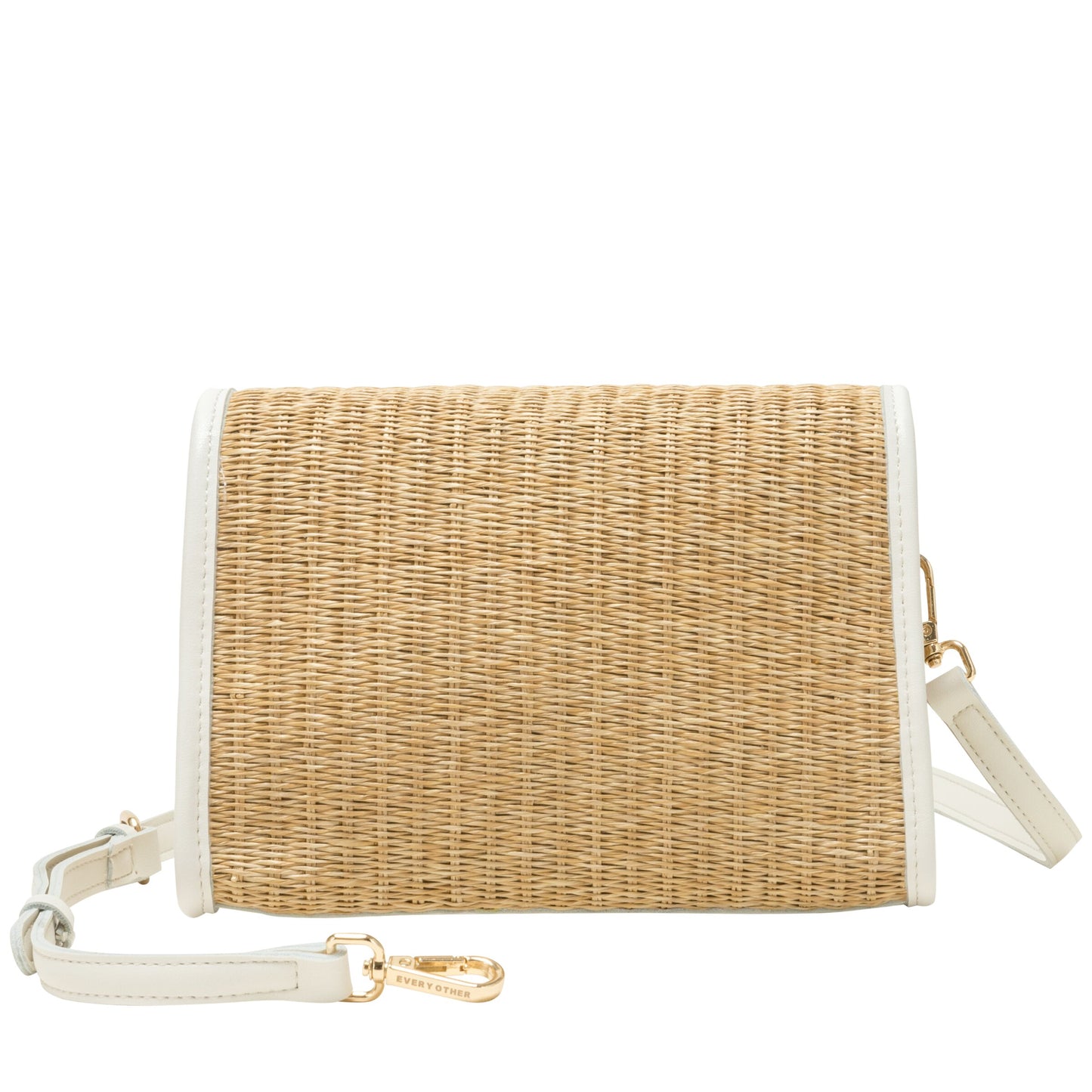 Straw Flap Over Cross Body Bag - White
