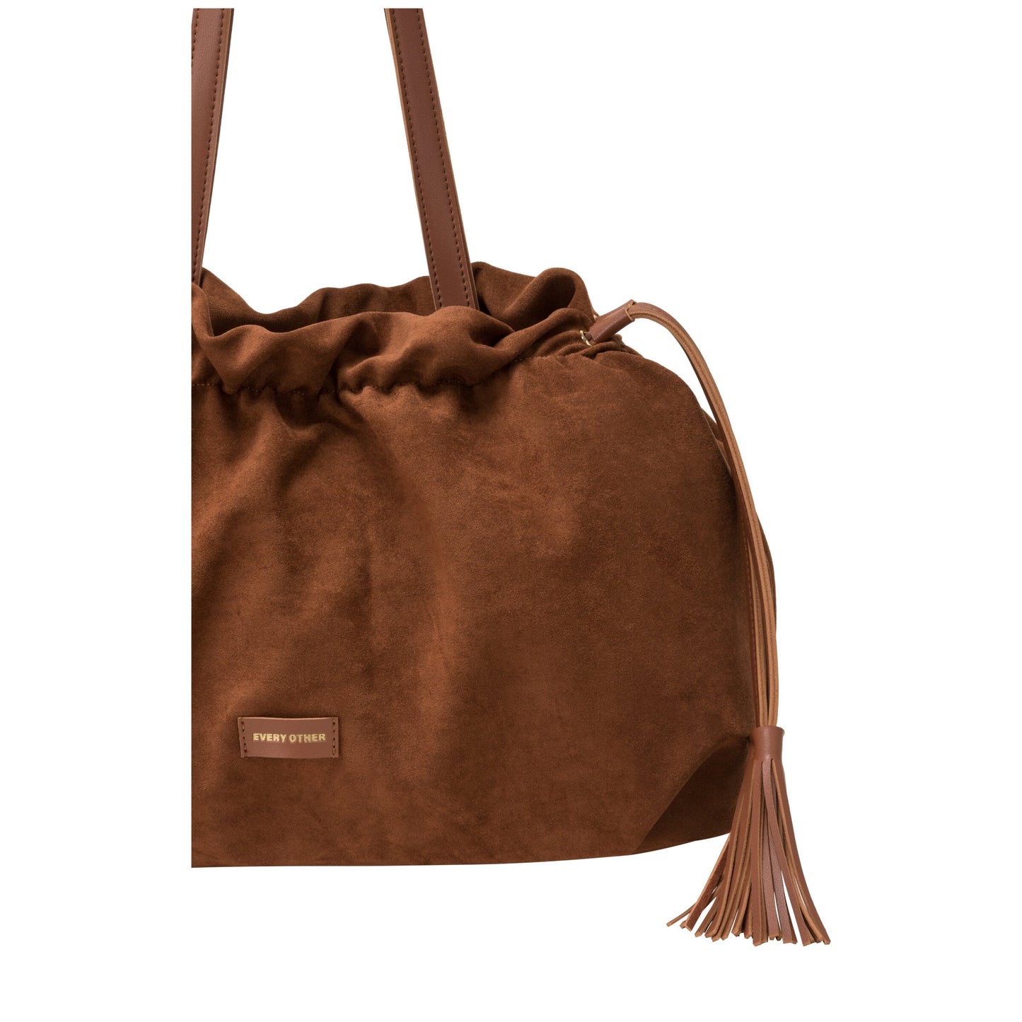 Drawstring Tassle Shoulder Bag - Brown