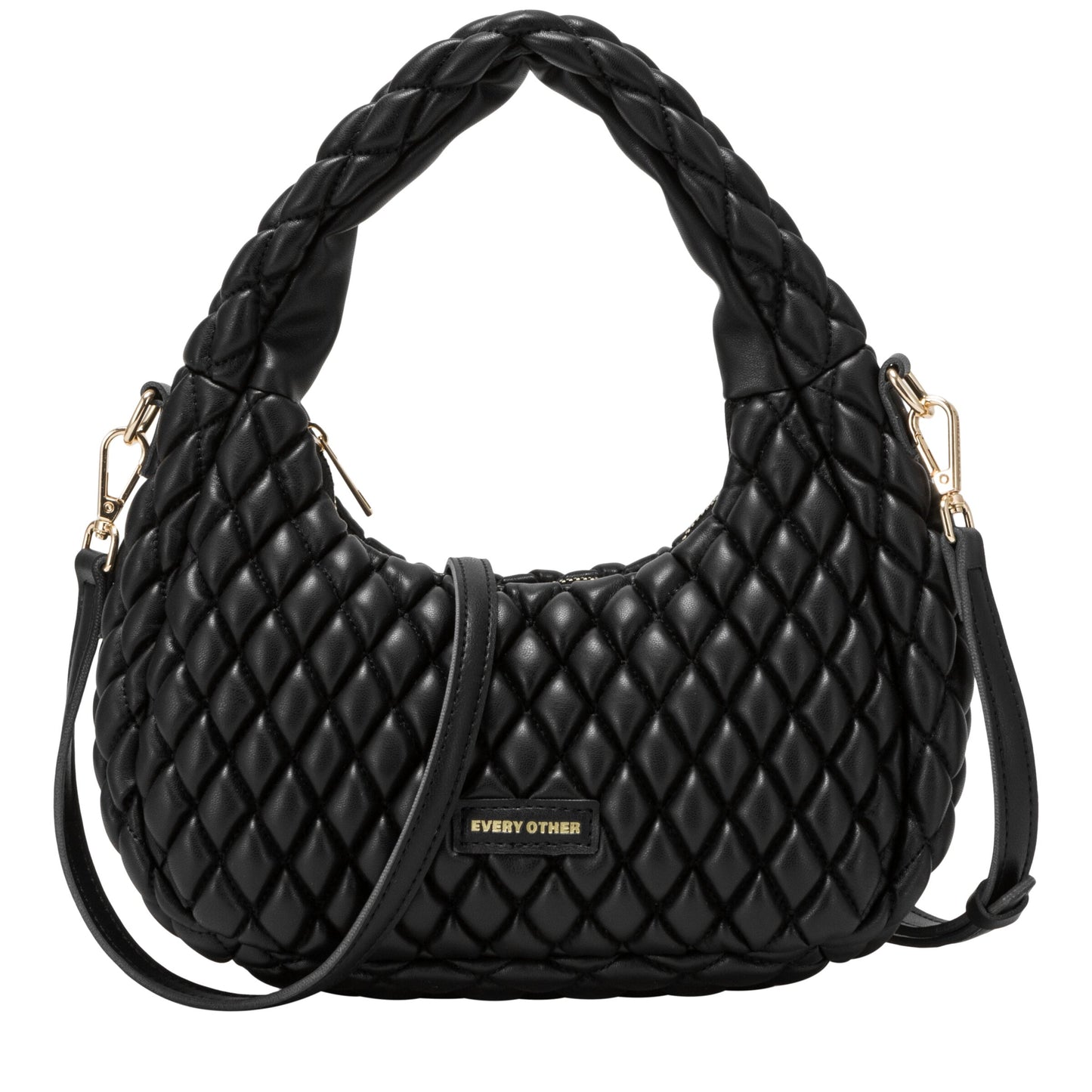 Quilted Grab/Cross Body Bag - Black