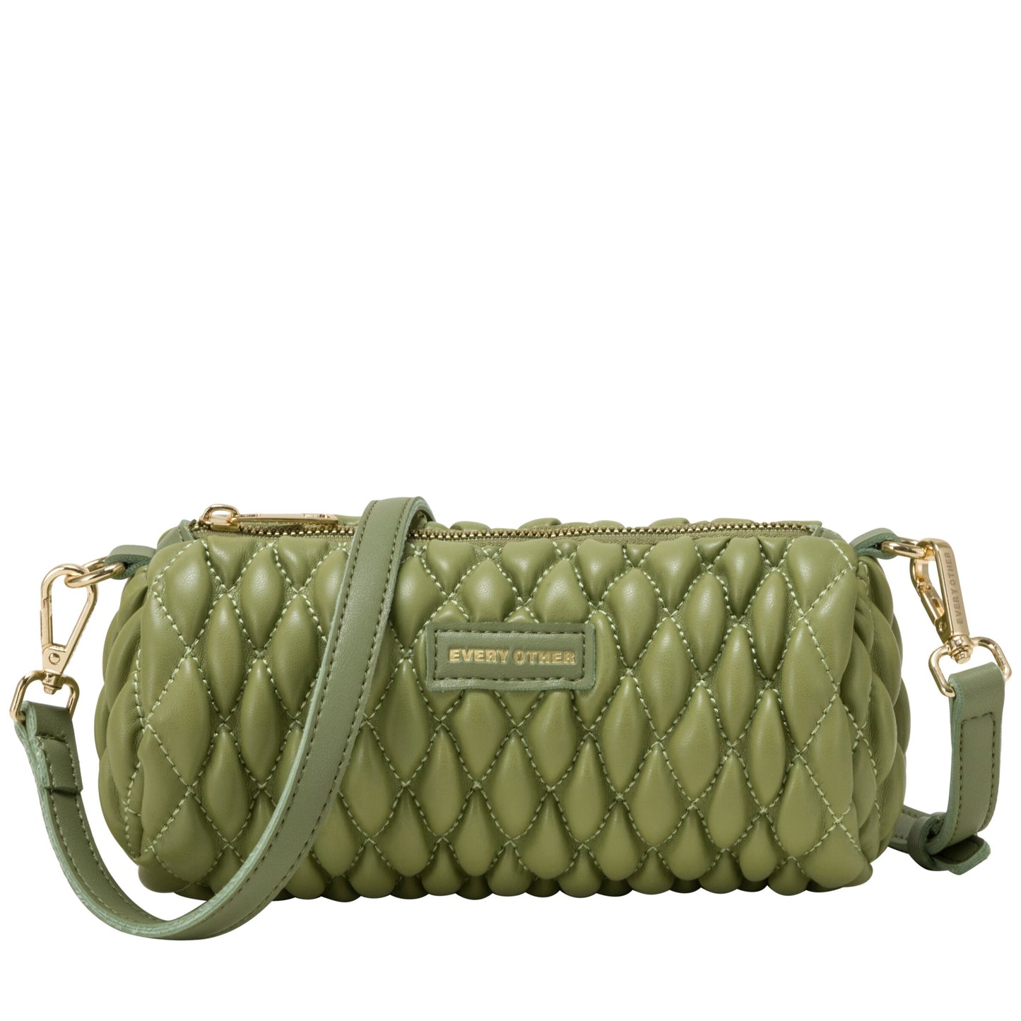 Quilted Barrel Bag - Olive