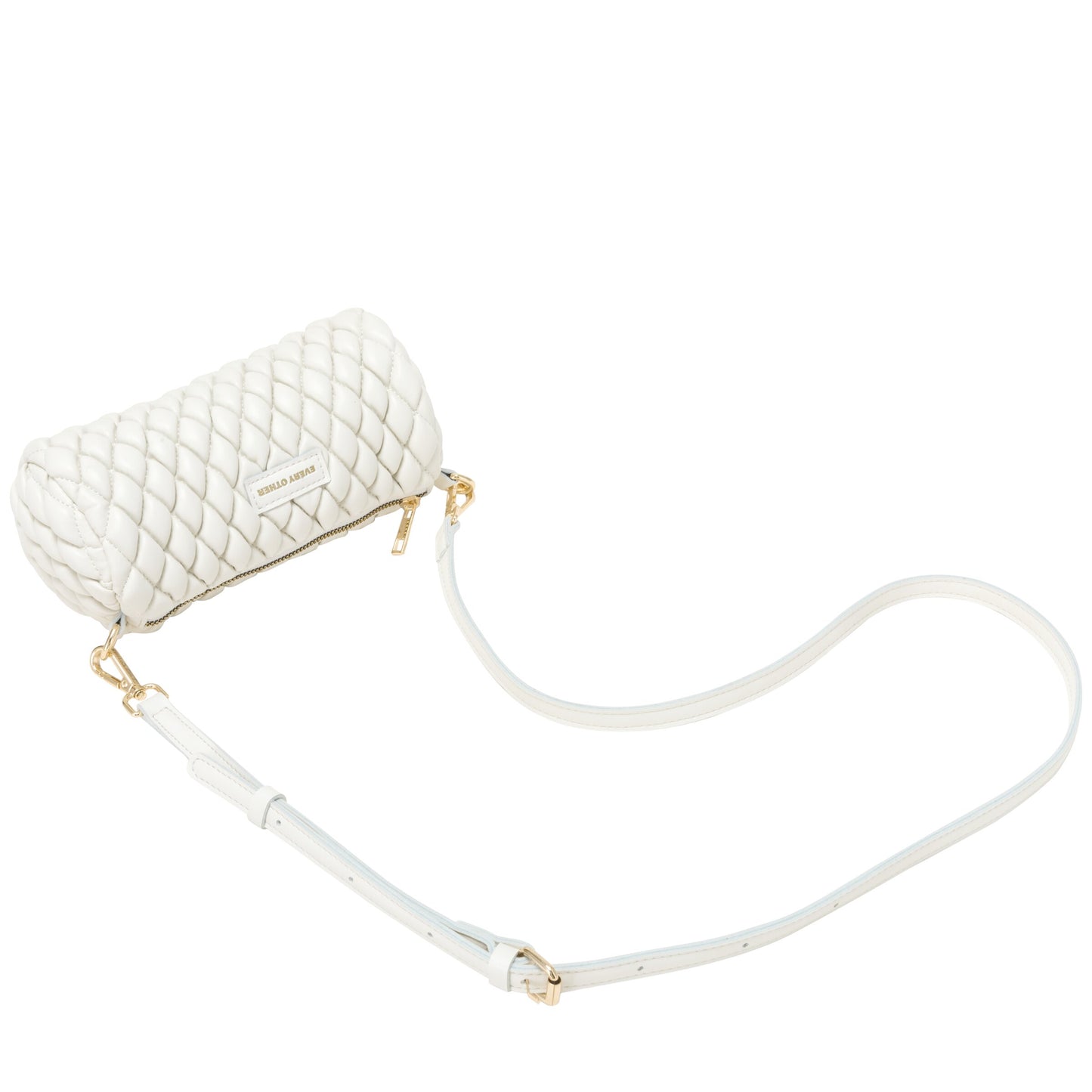 Quilted Barrel Bag - White