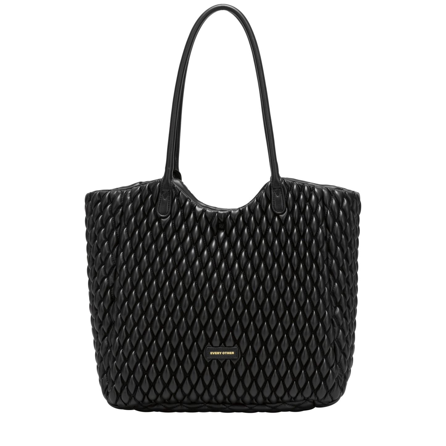 Large Quilted Tote Bag - Black