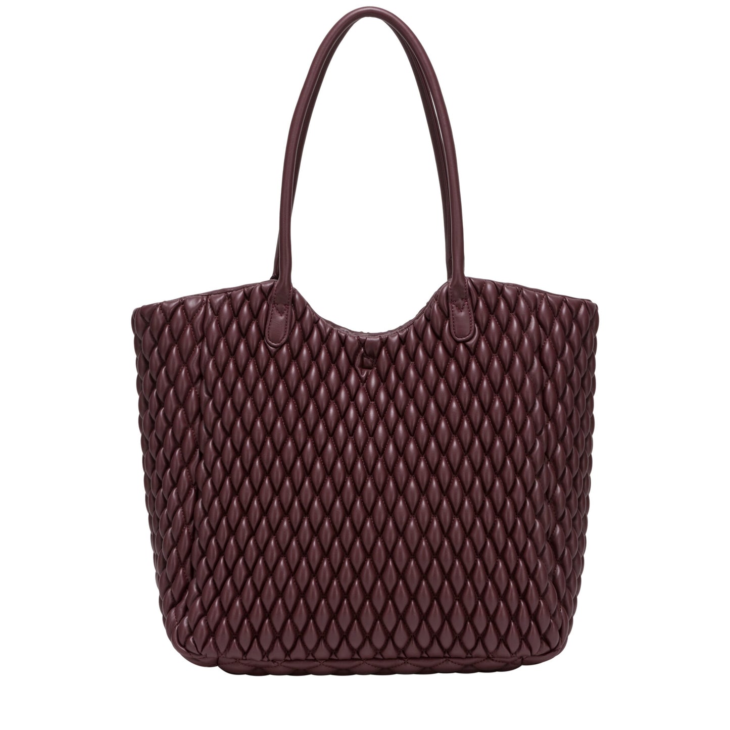 Large Quilted Tote Bag - Burgundy