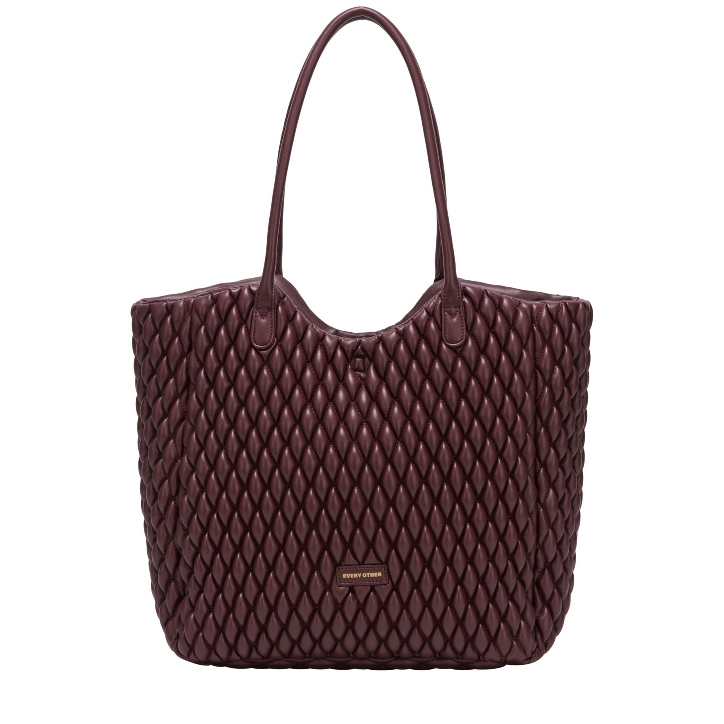 Large Quilted Tote Bag - Burgundy