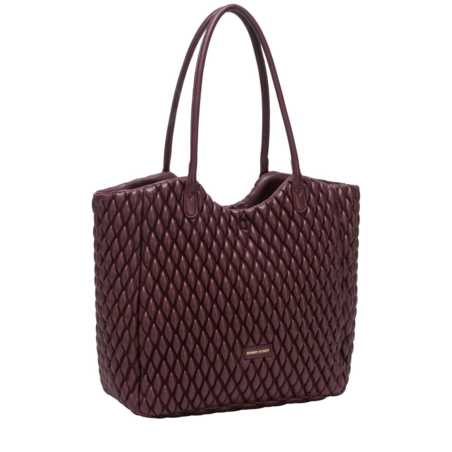 Large Quilted Tote Bag - Burgundy