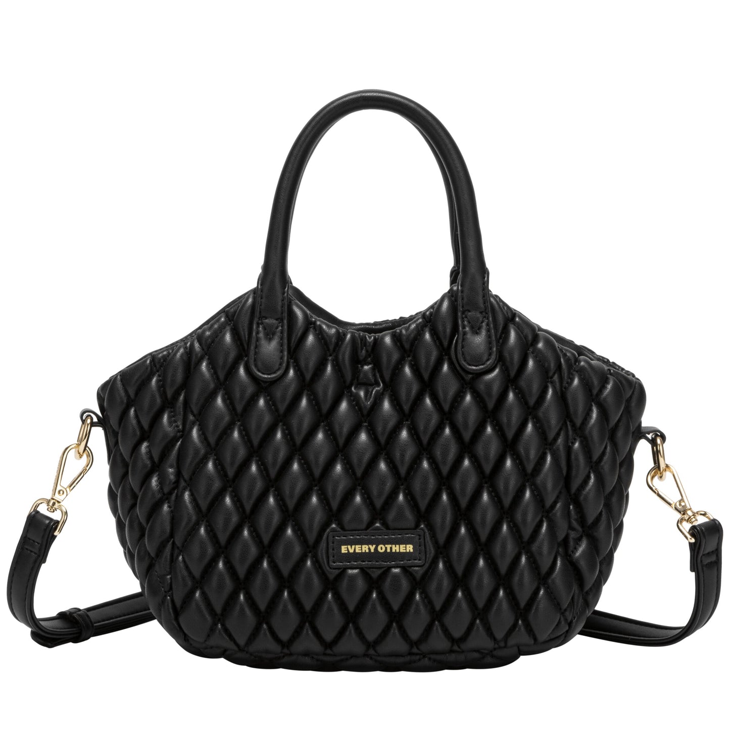 Quilted Grab Cross Body Bag - Black