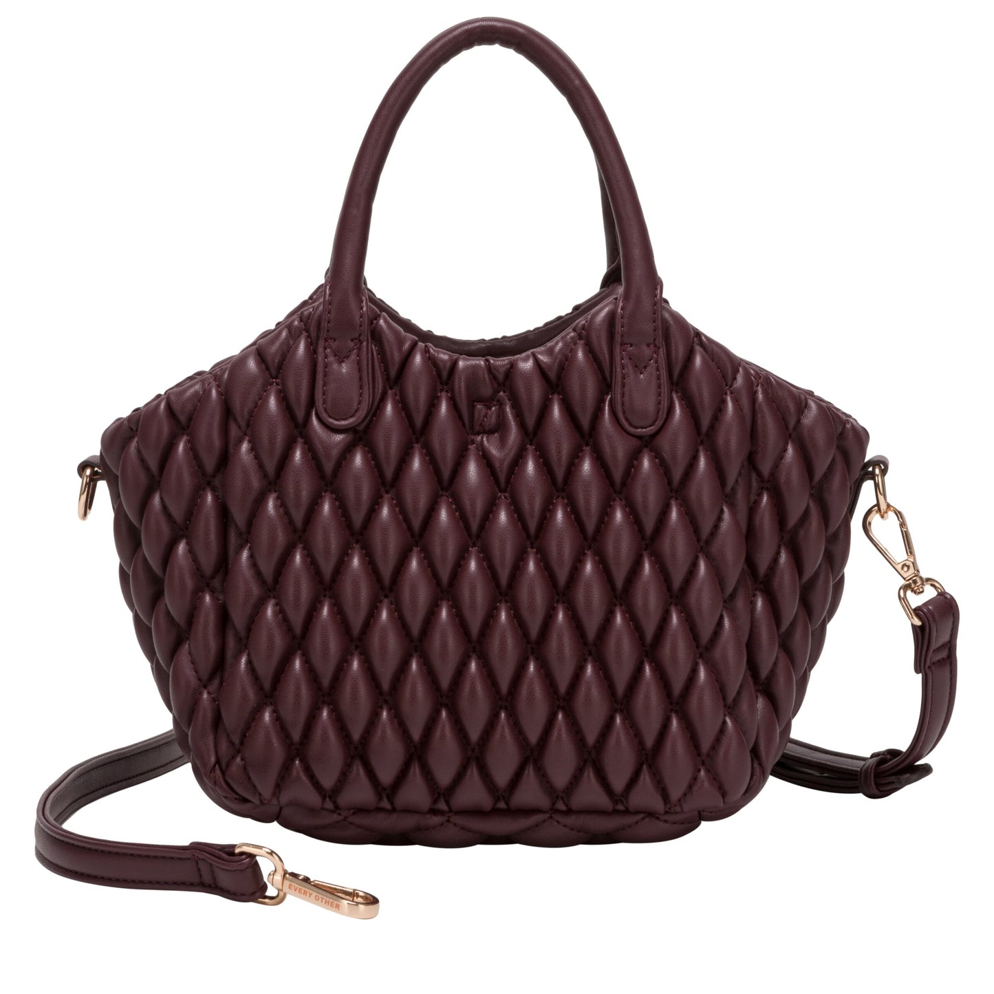 Quilted Grab Cross Body Bag - Burgundy