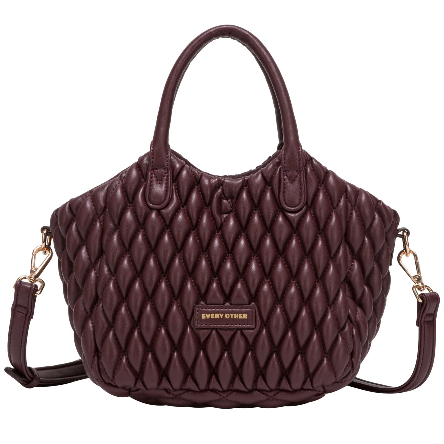 Quilted Grab Cross Body Bag - Burgundy
