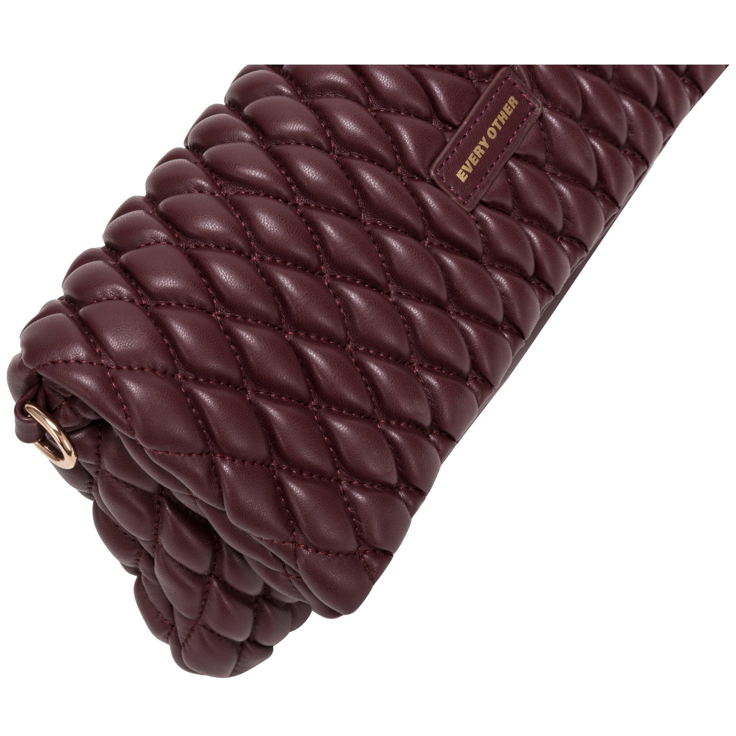 Quilted Flap Over Clutch Cross Body Bag - Burgundy