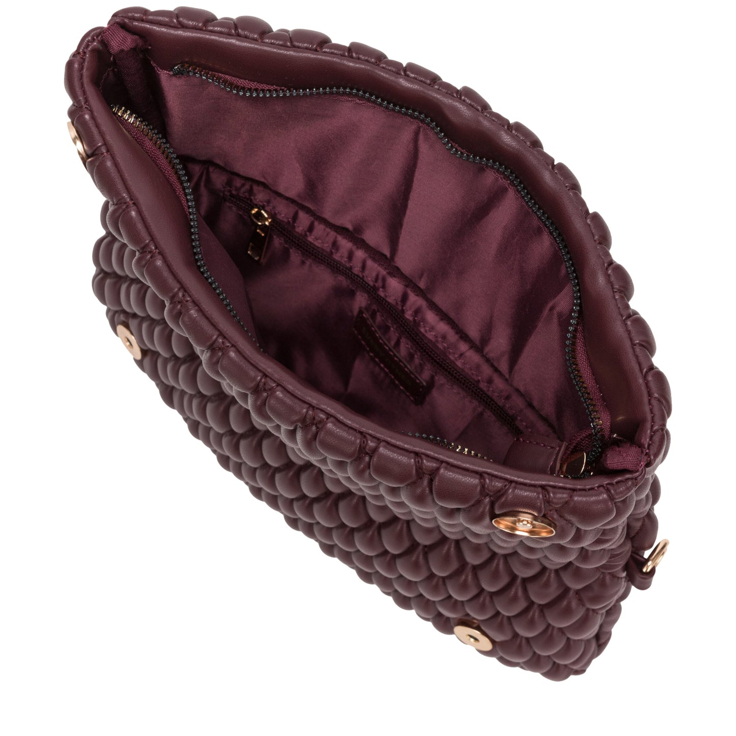 Quilted Flap Over Clutch Cross Body Bag - Burgundy