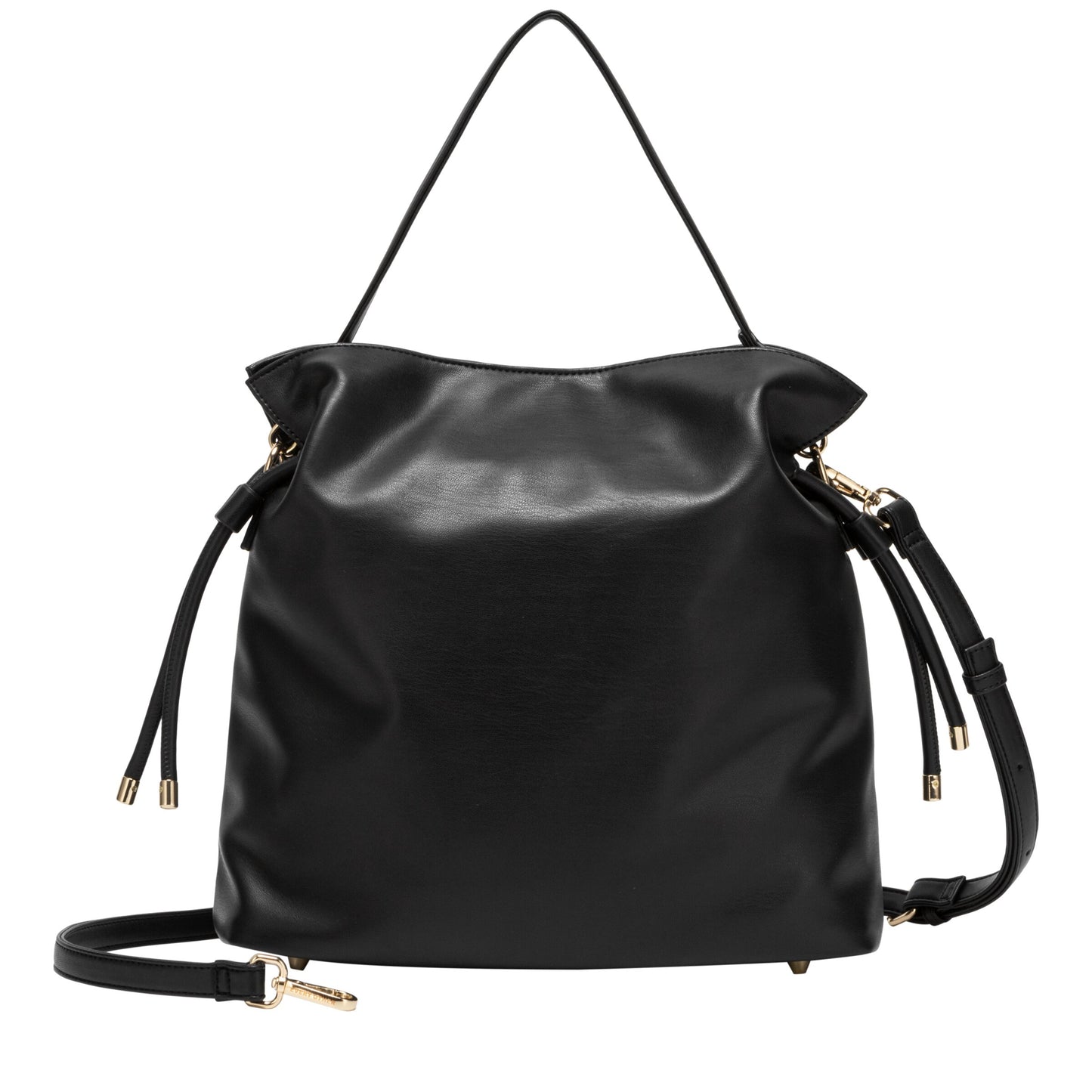 Draw String Shoulder Cross Body Bag - Black
