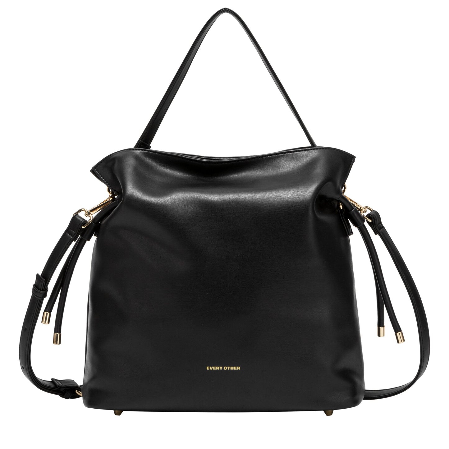 Draw String Shoulder Cross Body Bag - Black