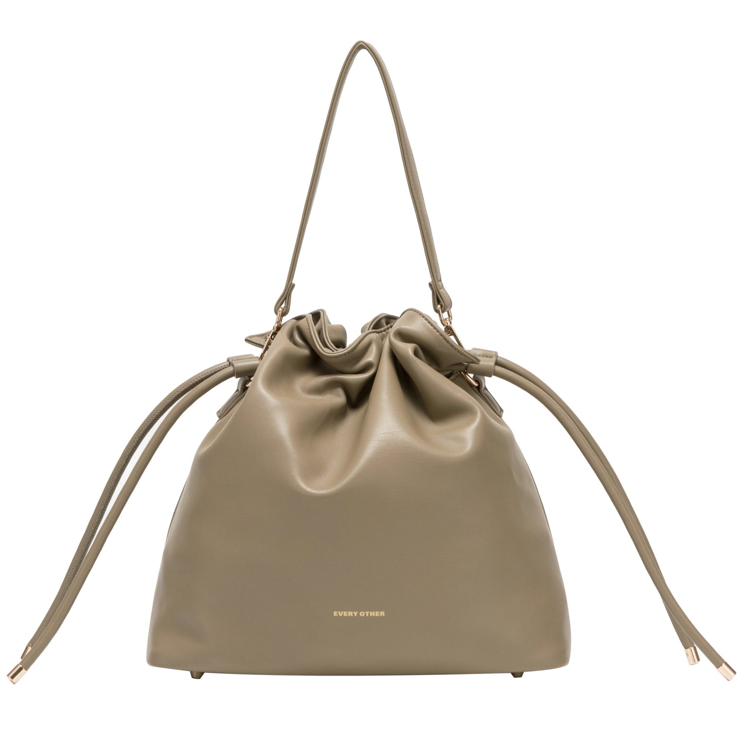 Draw String Shoulder Cross Body Bag - Taupe