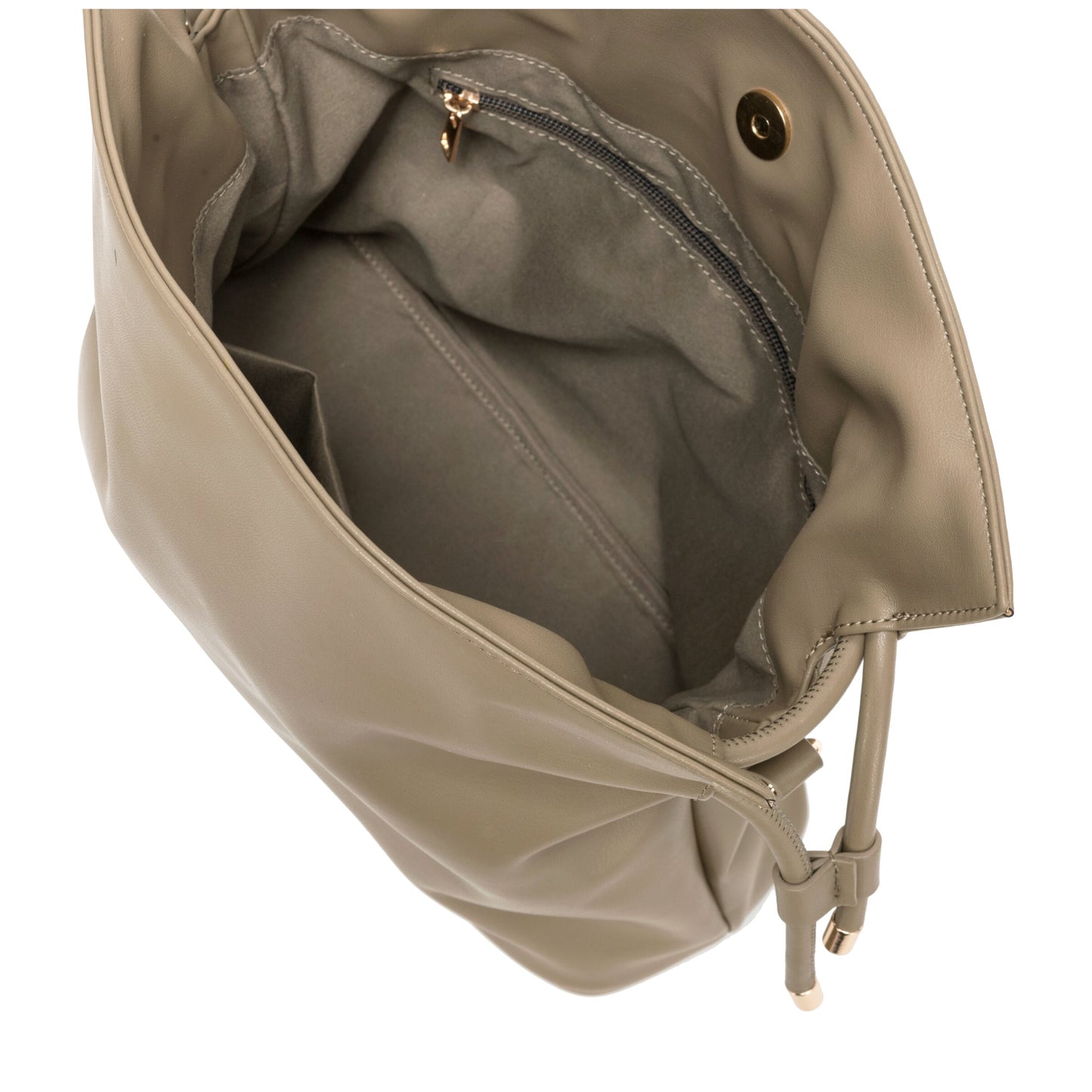 Draw String Shoulder Cross Body Bag - Taupe