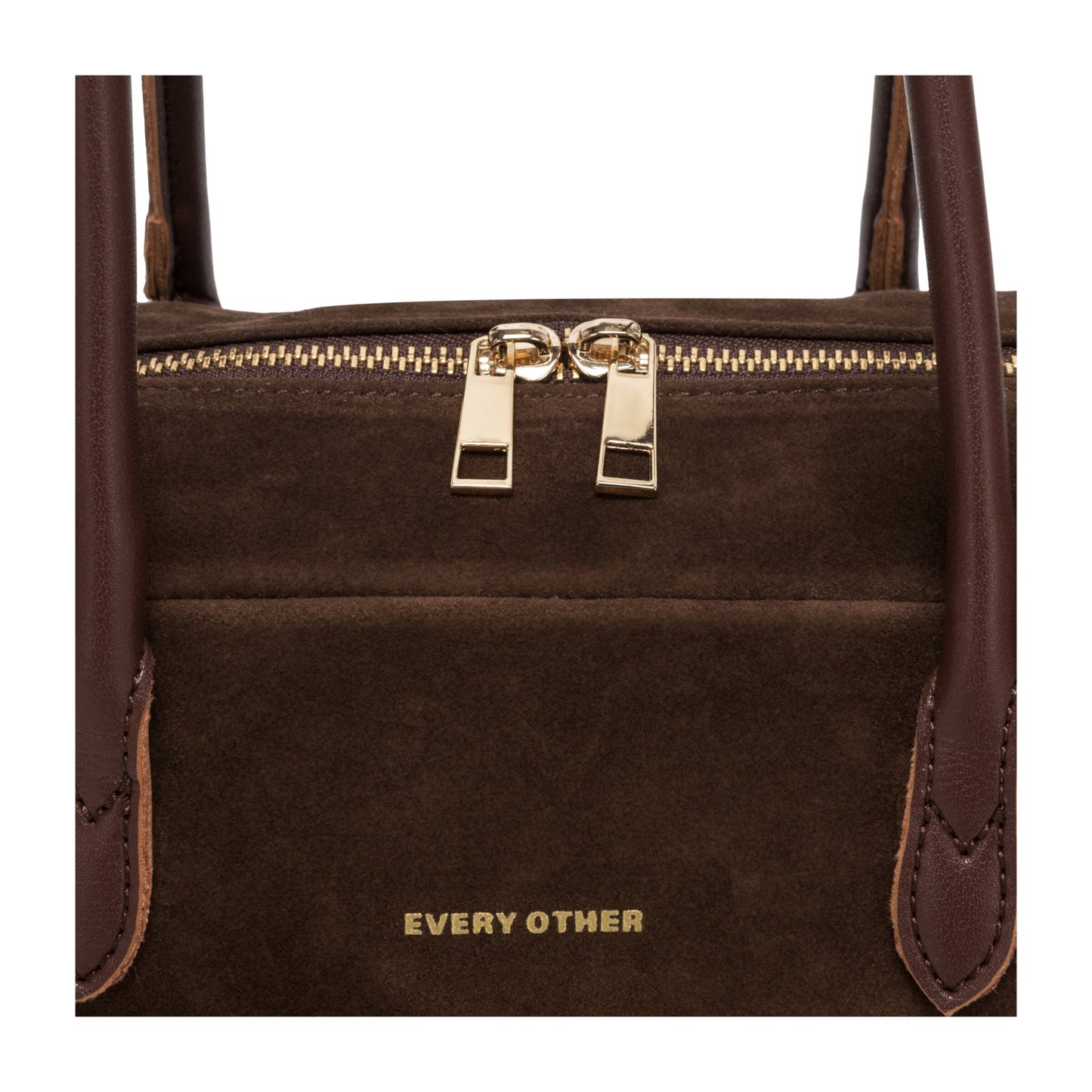Suede Effect Bowling Bag - Brown