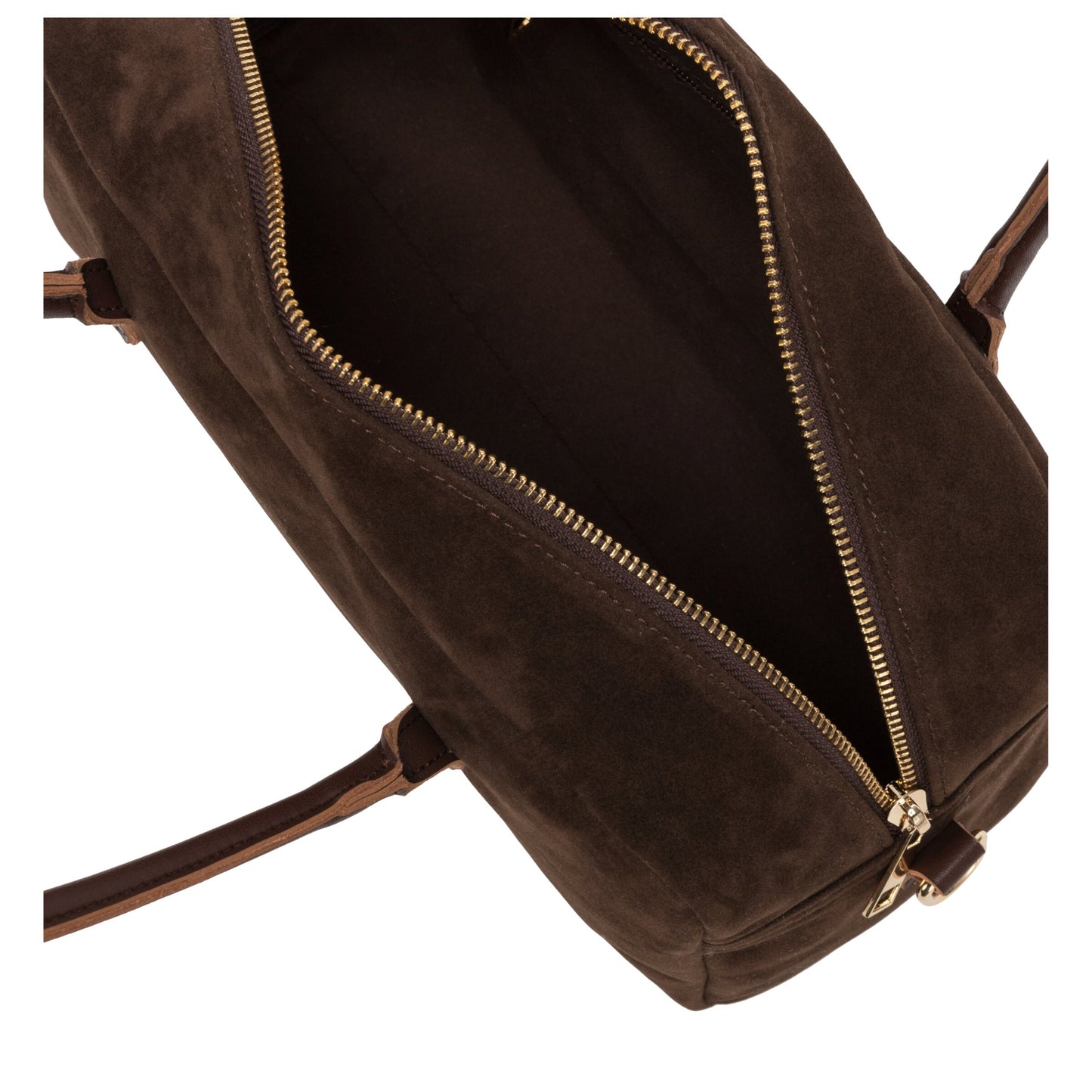 Suede Effect Bowling Bag - Brown
