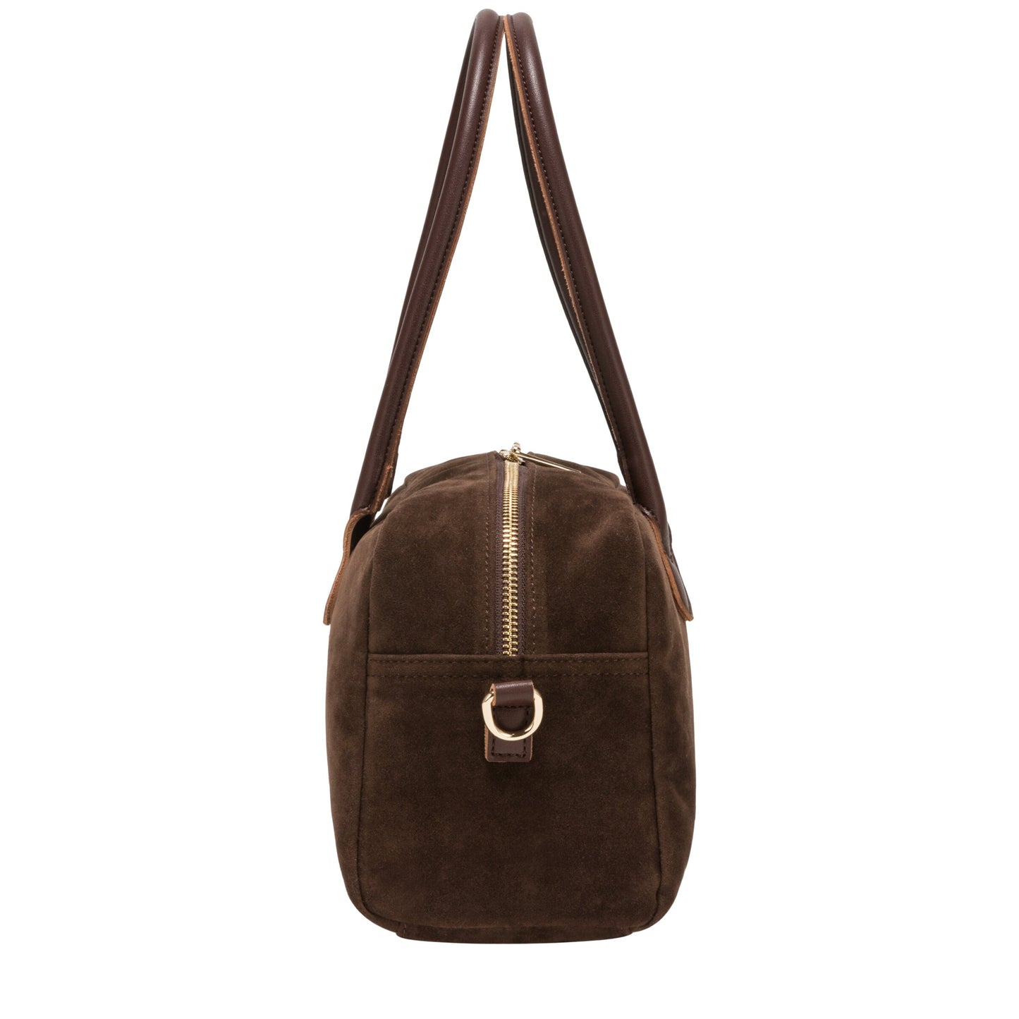 Suede Effect Bowling Bag - Brown