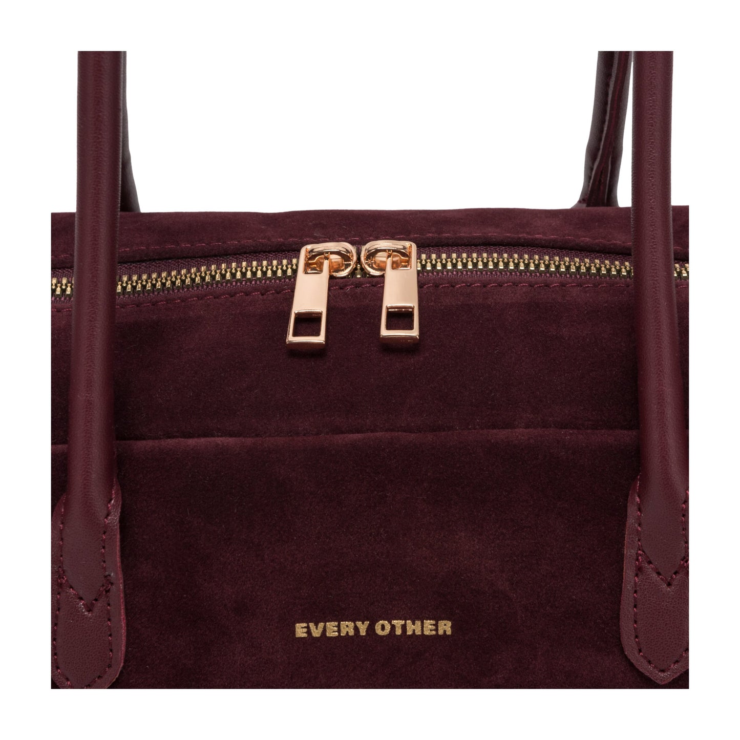 Suede Effect Bowling Bag - Burgundy