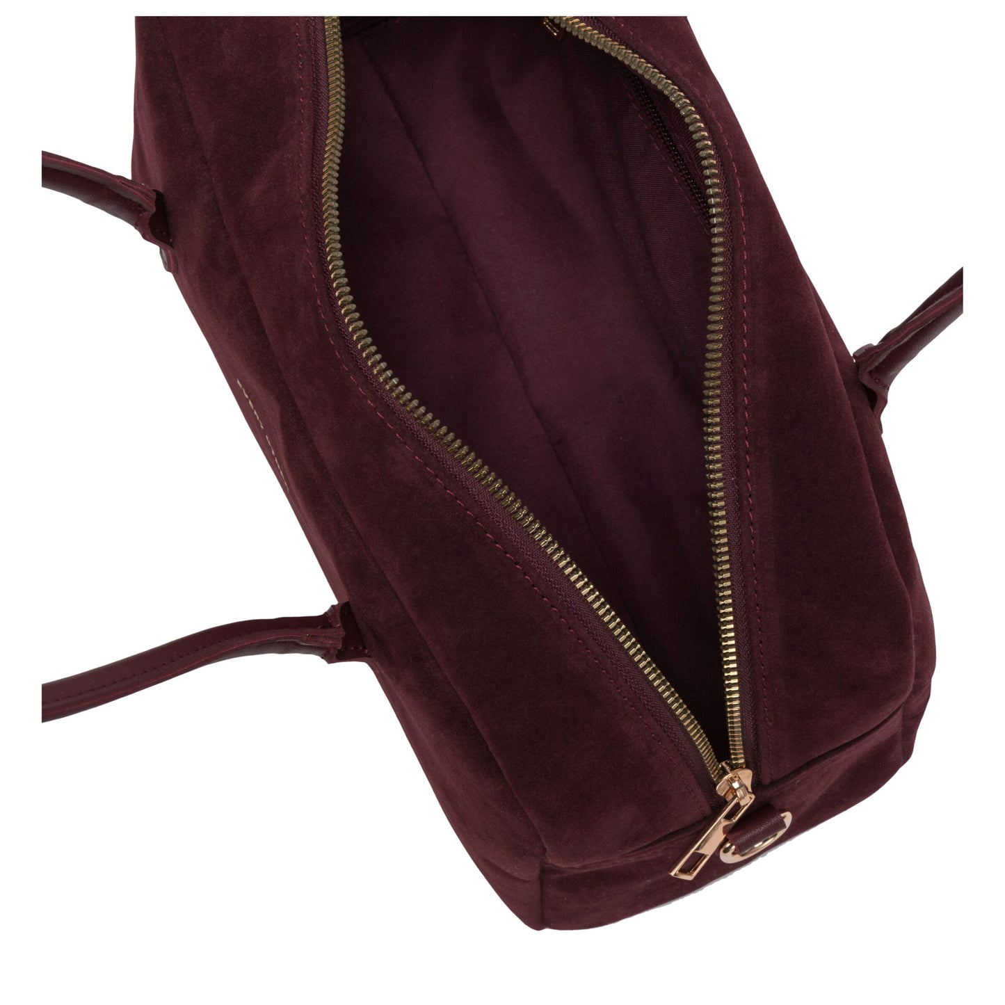 Suede Effect Bowling Bag - Burgundy