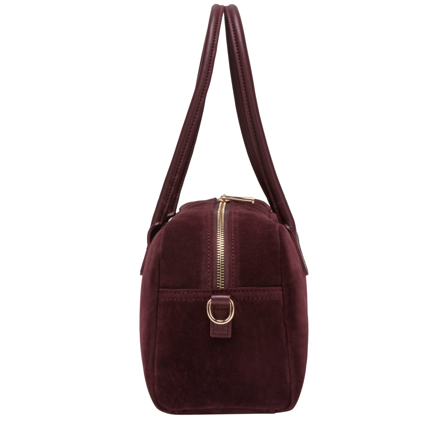 Suede Effect Bowling Bag - Burgundy