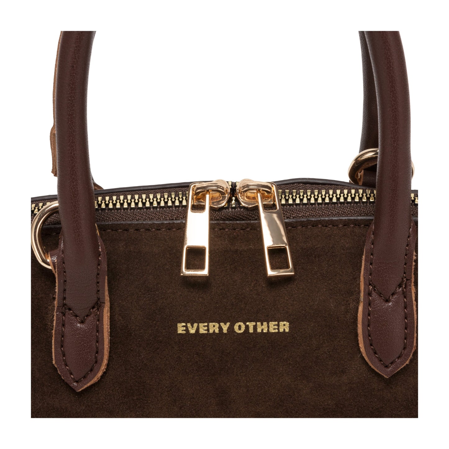 Suede Effect Mini Bowling Bag - Brown