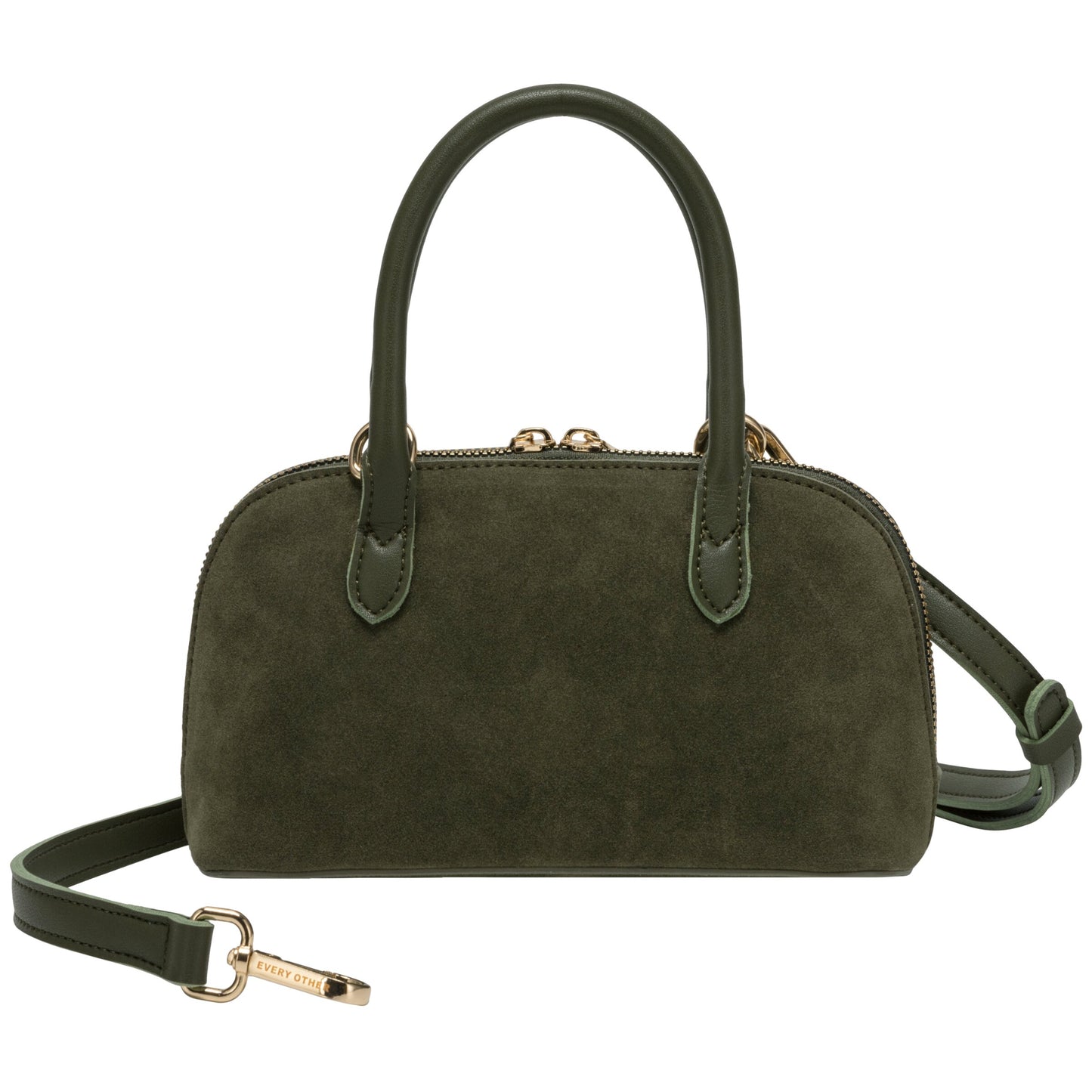 Suede Effect Mini Bowling Bag - Khaki