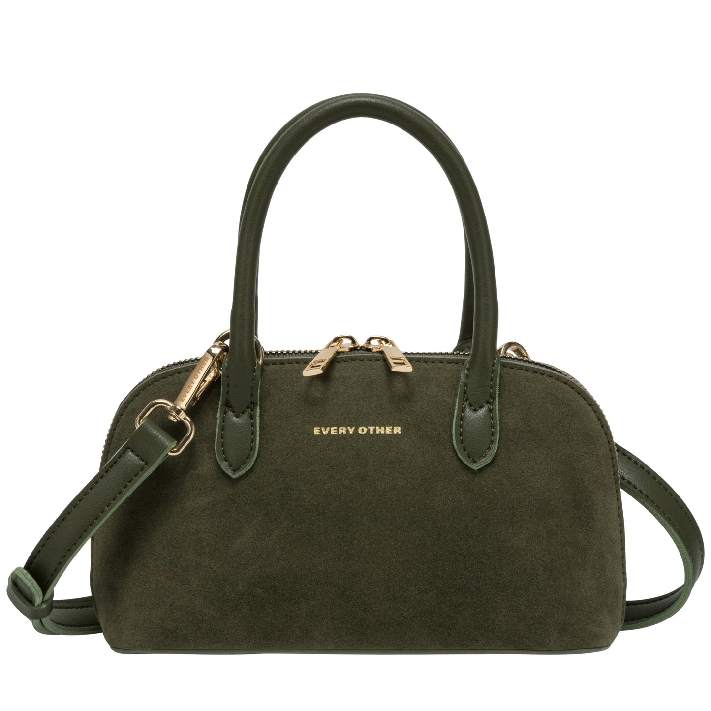 Suede Effect Mini Bowling Bag - Khaki