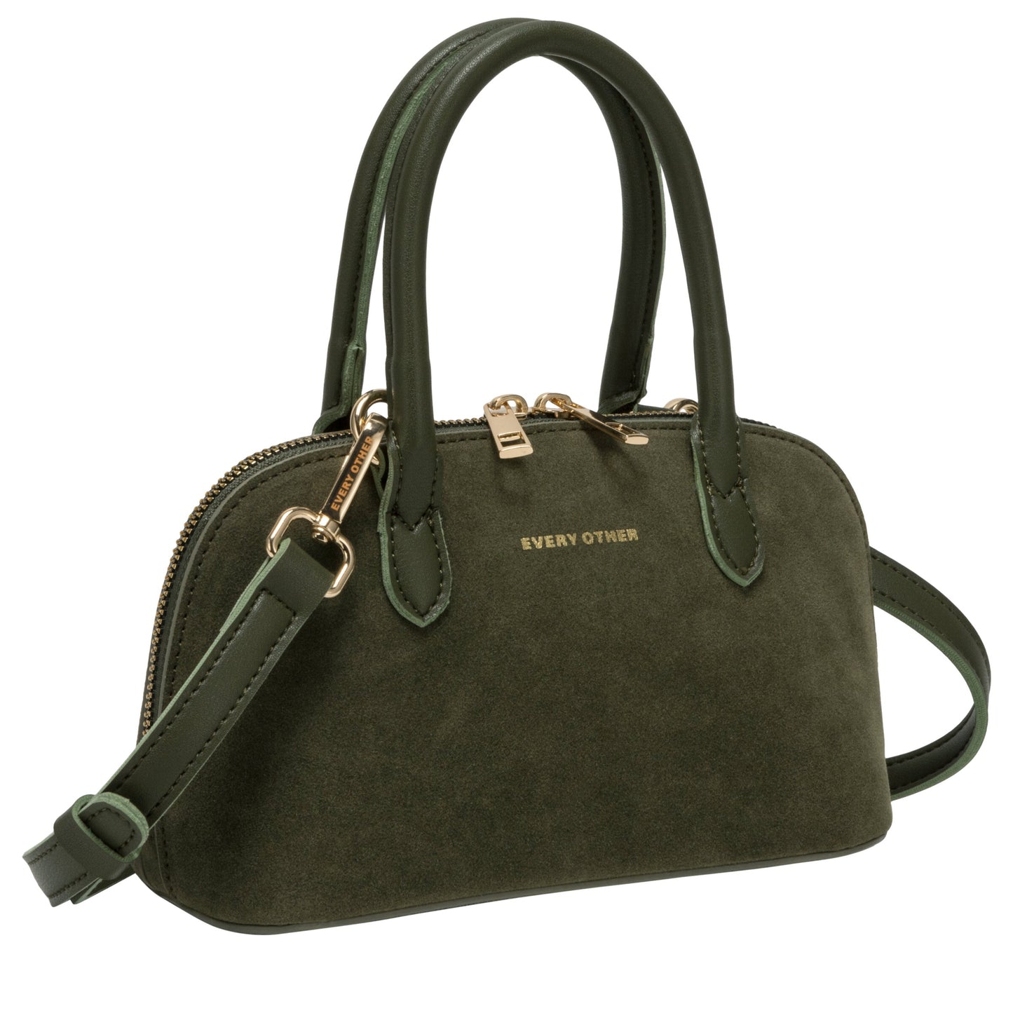 Suede Effect Mini Bowling Bag - Khaki