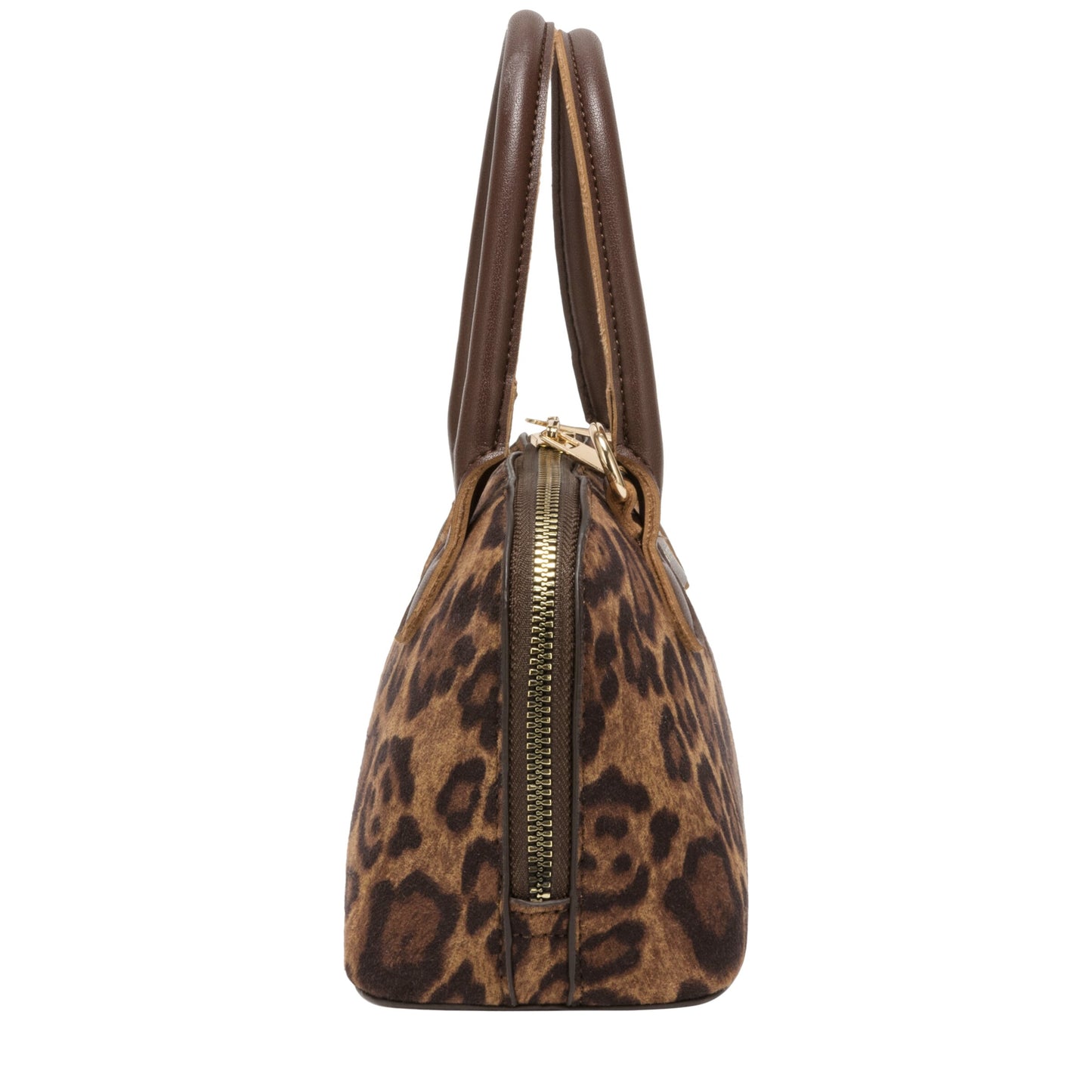Suede Effect Mini Bowling Bag - Leopard