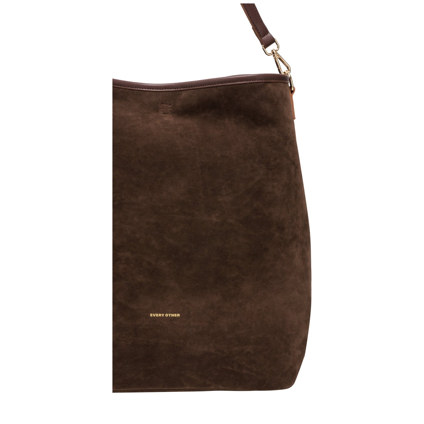 Suede Effect Single Strap Shoulder Bag - Brown
