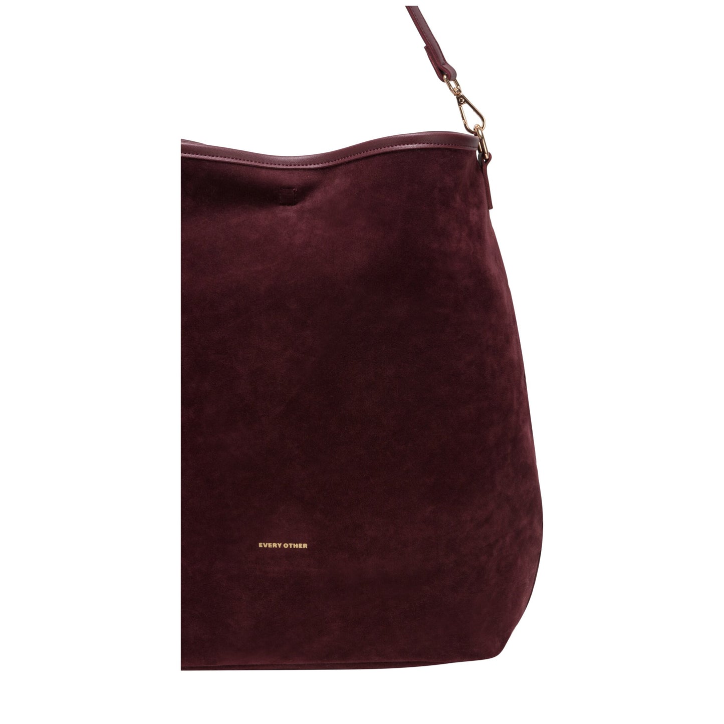 Suede Effect Single Strap Shoulder Bag - Burgundy