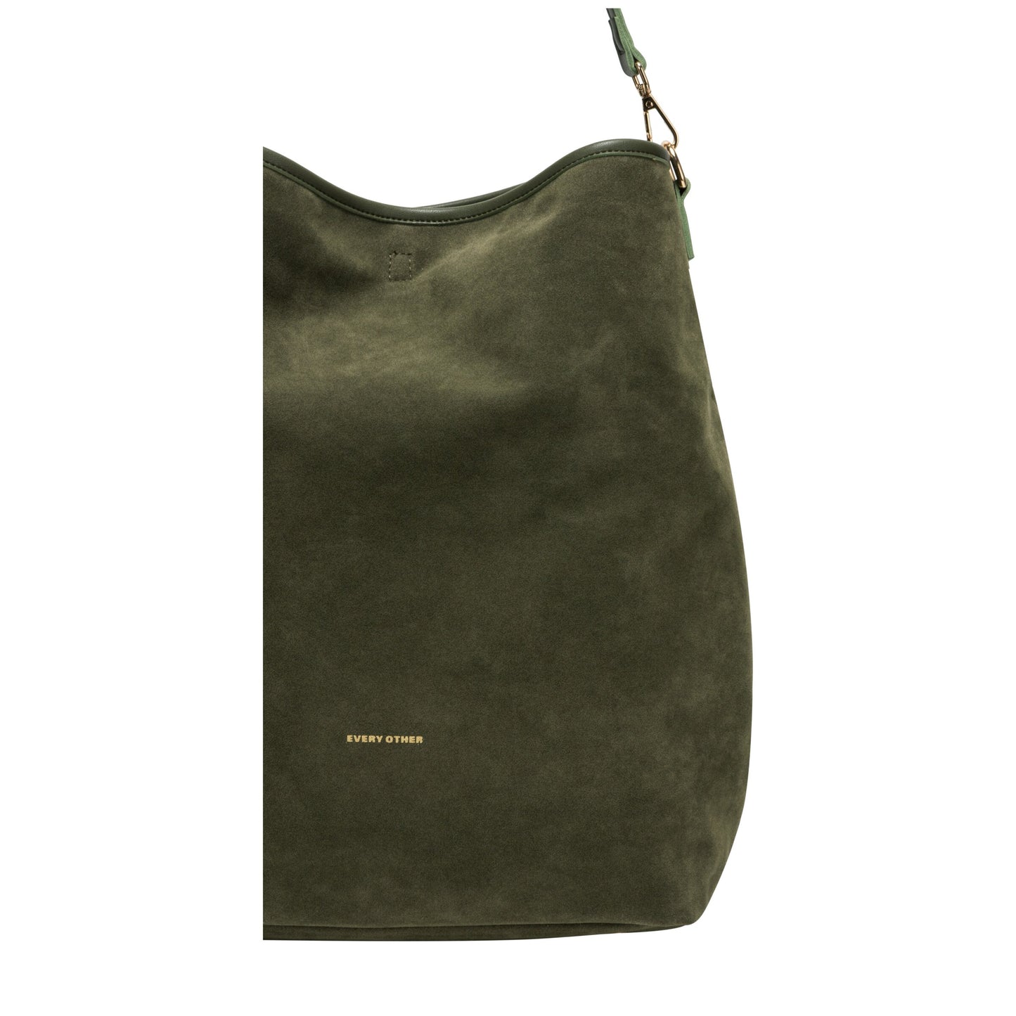 Suede Effect Single Strap Shoulder Bag - Khaki