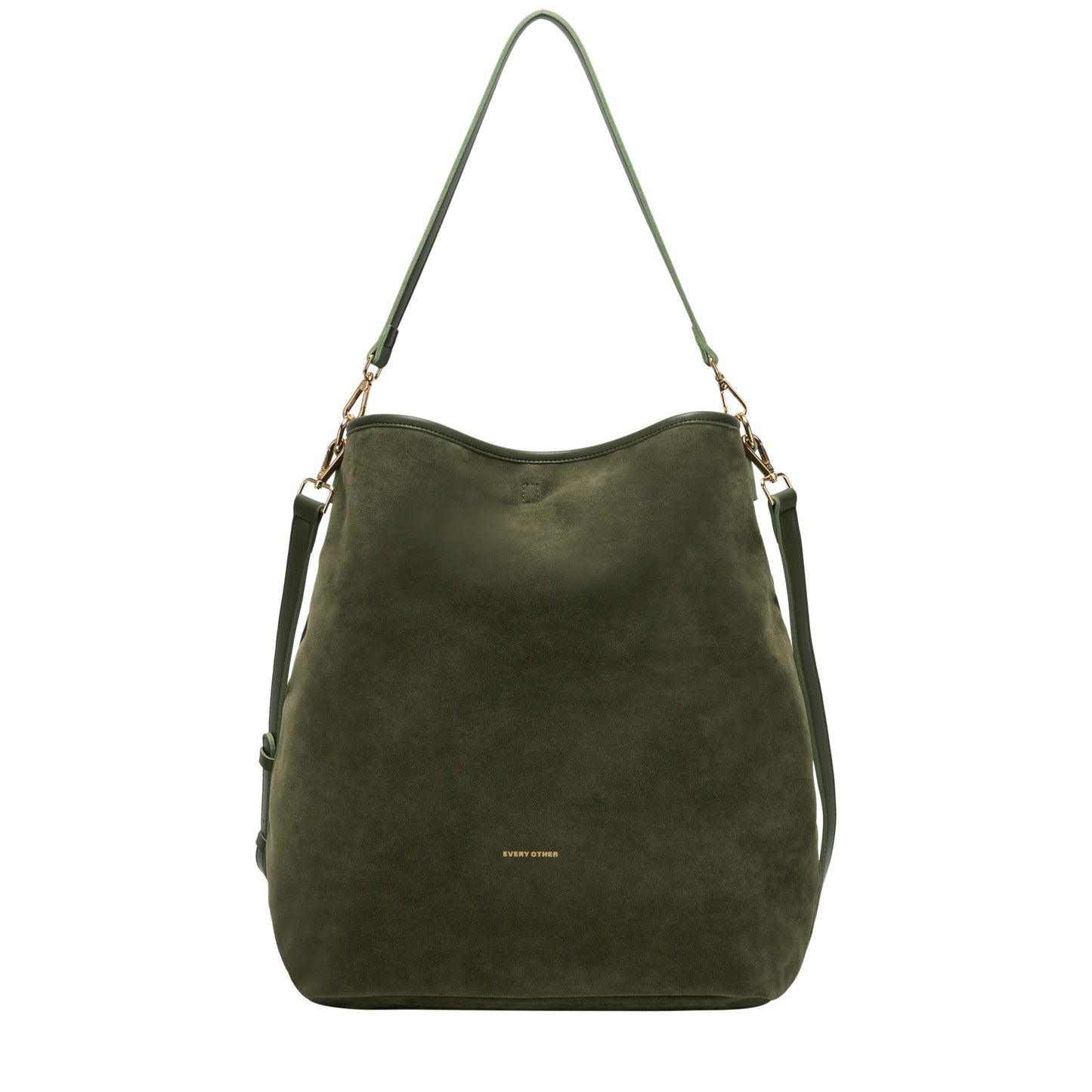 Suede Effect Single Strap Shoulder Bag - Khaki