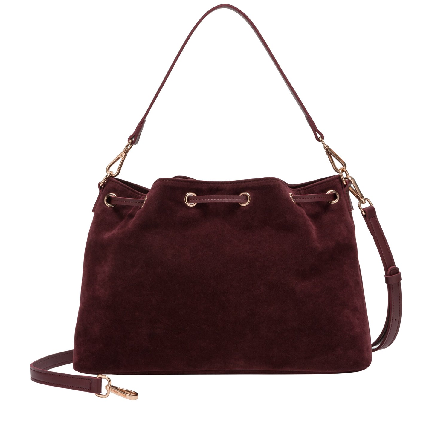 Suede Effect Draw Top Shoulder Cross Body - Burgundy