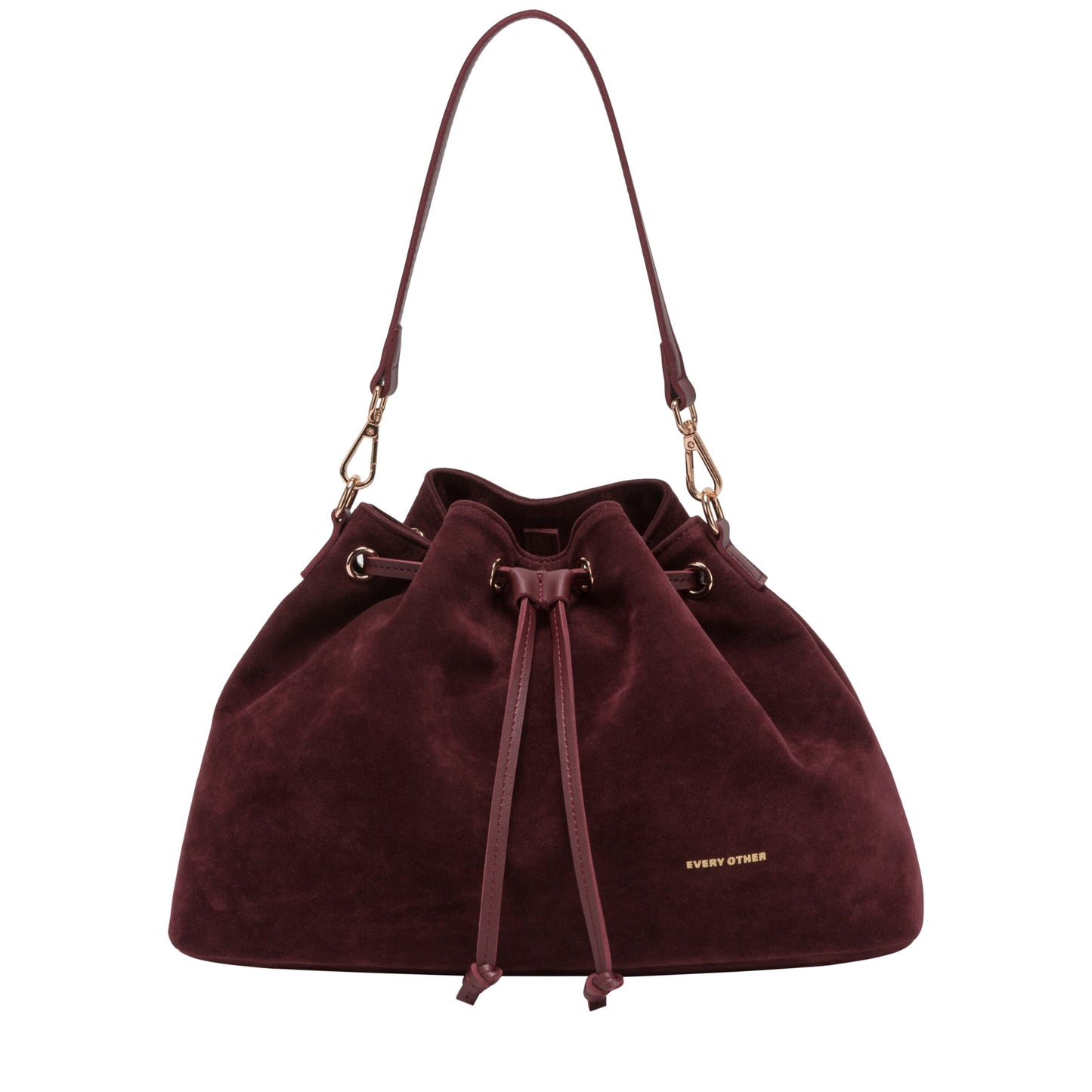 Suede Effect Draw Top Shoulder Cross Body - Burgundy
